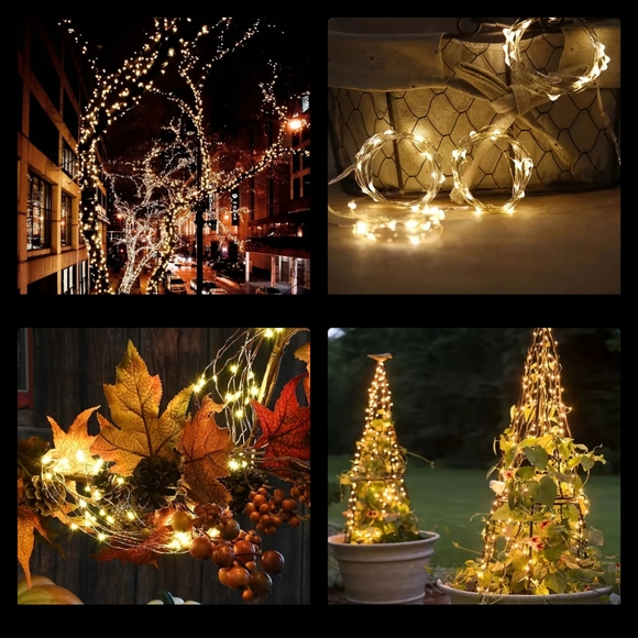 2 7ft 20LED Fairy String Lights w Silver Copper Wire, Warm White Battery powered - Picture 3 of 4